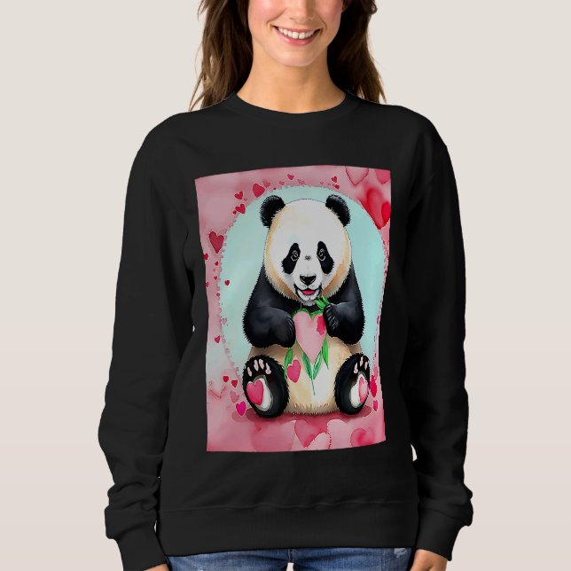 Valentine's Day Love Heart Panda Girlfriend Fiancé Sweatshirt (Front)