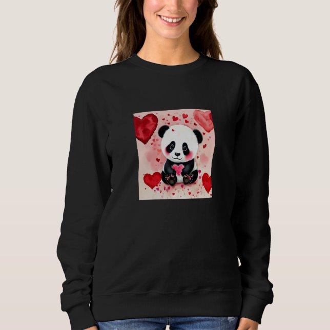 Valentine's Day Love Heart Panda Girlfriend Fiancé Sweatshirt (Front)
