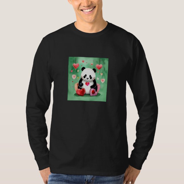 Valentine's Day Love Heart Panda Girlfriend Fiancé T-Shirt (Front)
