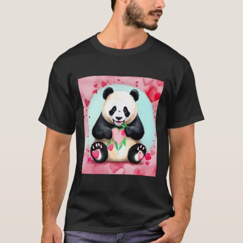 Valentines Day Love Heart Panda Girlfriend Fianc T_Shirt
