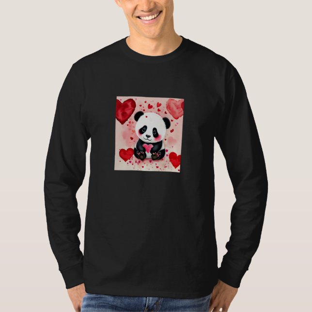 Valentine's Day Love Heart Panda Girlfriend Fiancé T-Shirt (Front)