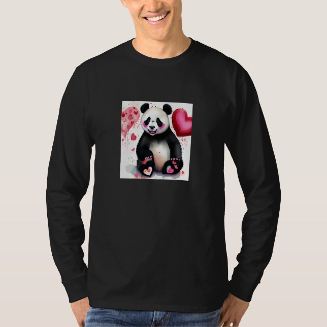Valentine's Day Love Heart Panda Girlfriend Fiancé T-Shirt (Front)