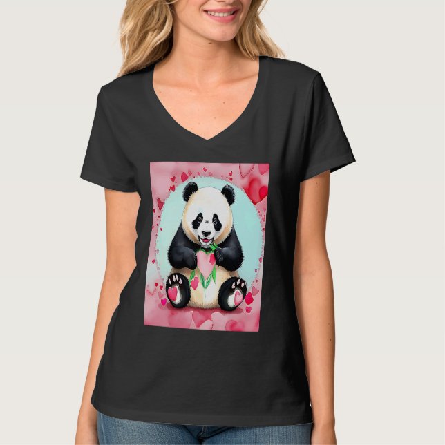 Valentine's Day Love Heart Panda Girlfriend Fiancé T-Shirt (Front)