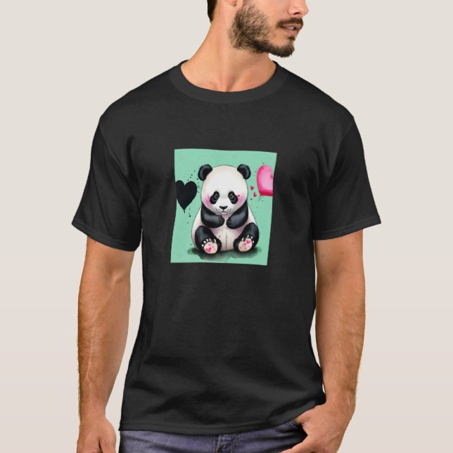 Valentine's Day Love Heart Panda Girlfriend Fiancé T-Shirt (Front)