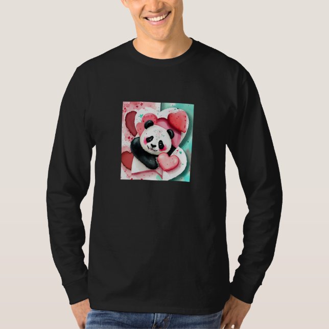 Valentine's Day Love Heart Panda Girlfriend Fiancé T-Shirt (Front)