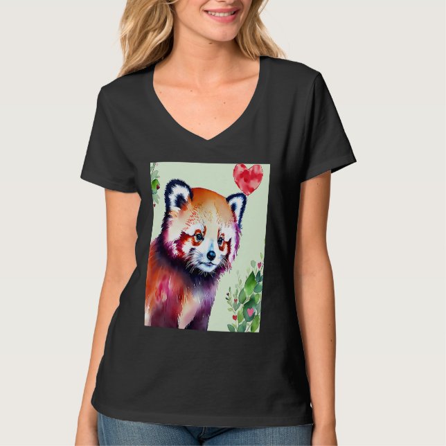Valentine's Day Love Heart Red Panda Girlfriend Fi T-Shirt (Front)