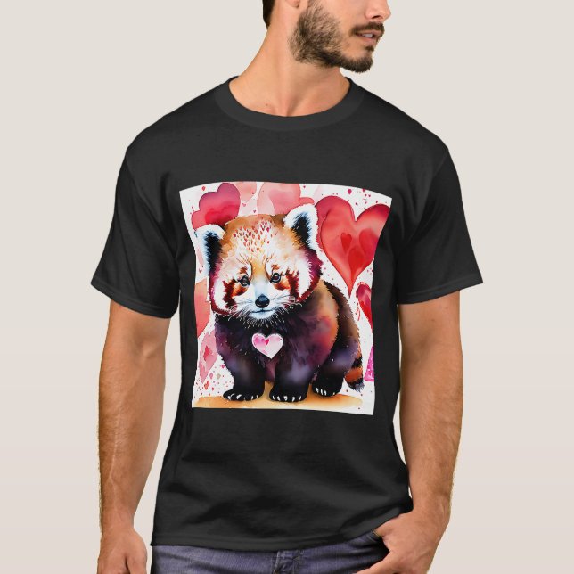 Valentine's Day Love Heart Red Panda Girlfriend Fi T-Shirt (Front)