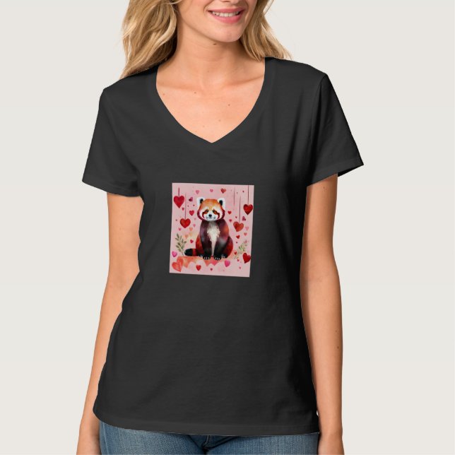 Valentine's Day Love Heart Red Panda Girlfriend Fi T-Shirt (Front)