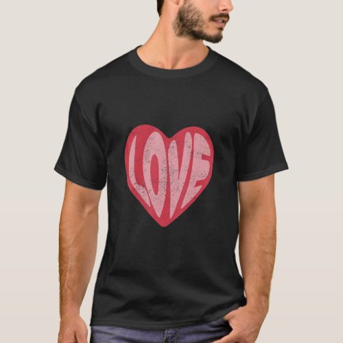 Valentines Day Love Heart Retro Groovy Couple Boy  T_Shirt