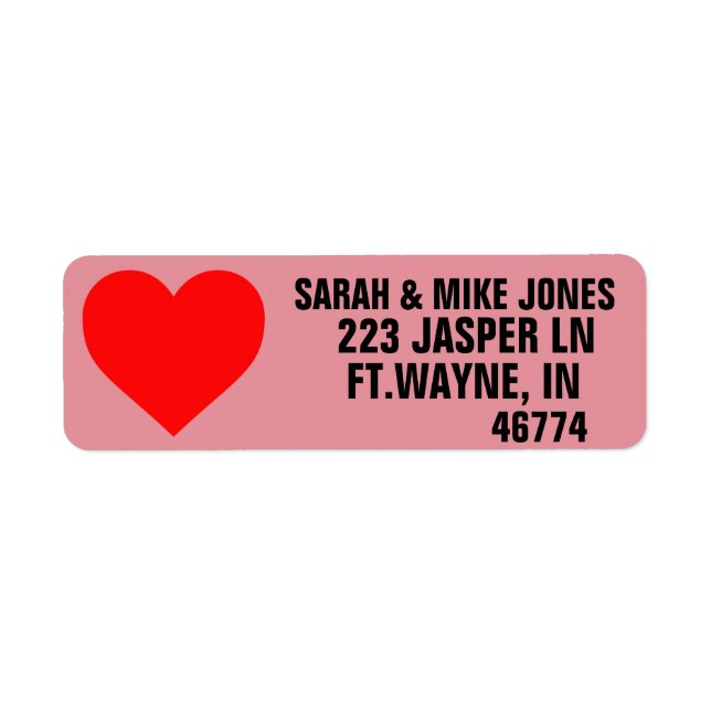 VALENTINE'S DAY LOVE HEART RETURN ADDRESS LABELS (Front)