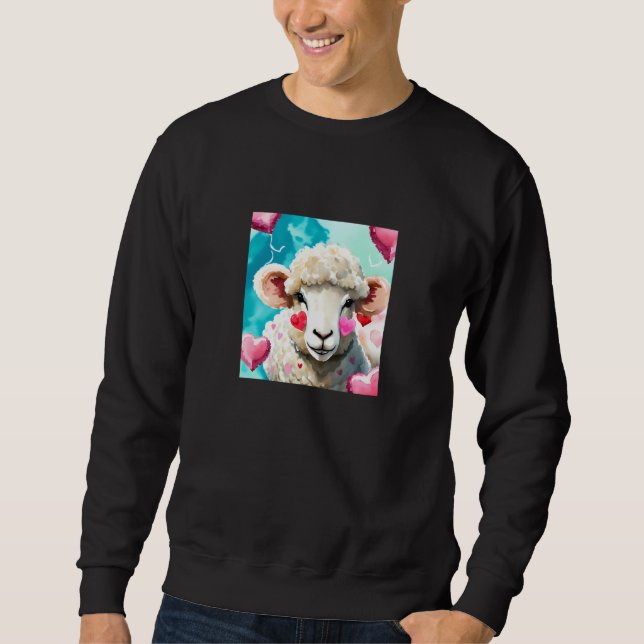 Valentine's Day Love Heart Sheep Girlfriend Fiancé Sweatshirt (Front)