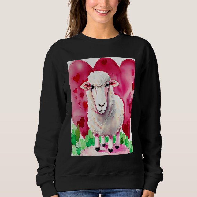 Valentine's Day Love Heart Sheep Girlfriend Fiancé Sweatshirt (Front)