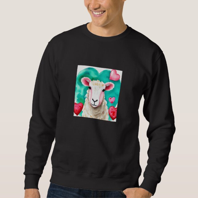 Valentine's Day Love Heart Sheep Girlfriend Fiancé Sweatshirt (Front)