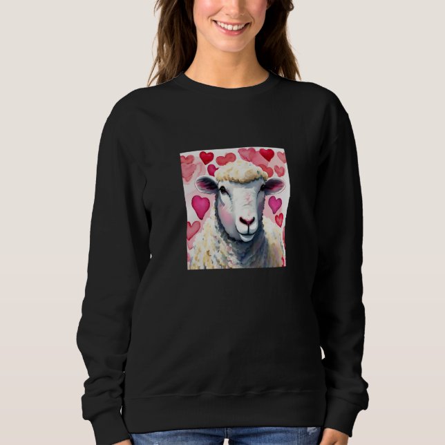 Valentine's Day Love Heart Sheep Girlfriend Fiancé Sweatshirt (Front)