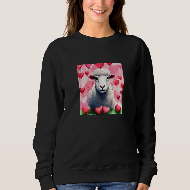 Valentine's Day Love Heart Sheep Girlfriend Fiancé Sweatshirt (Front)