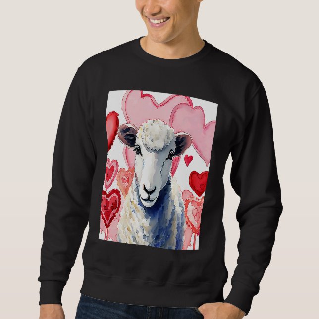 Valentine's Day Love Heart Sheep Girlfriend Fiancé Sweatshirt (Front)