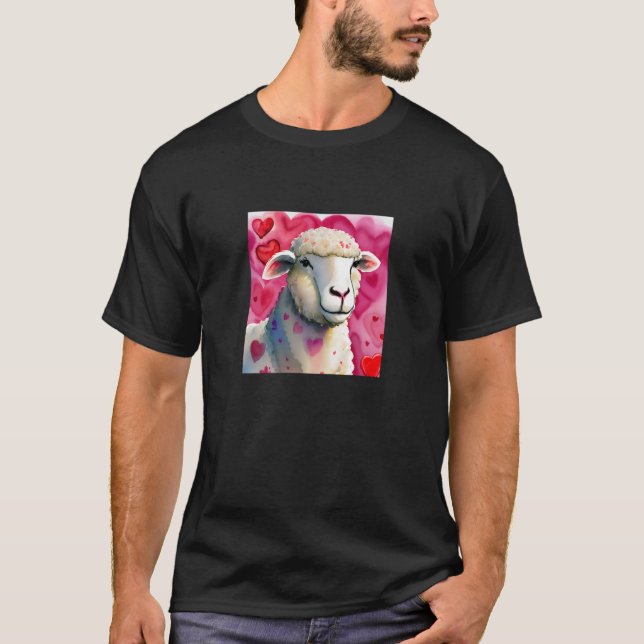 Valentine's Day Love Heart Sheep Girlfriend Fiancé T-Shirt (Front)