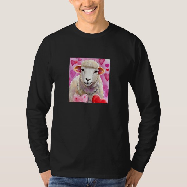 Valentine's Day Love Heart Sheep Girlfriend Fiancé T-Shirt (Front)