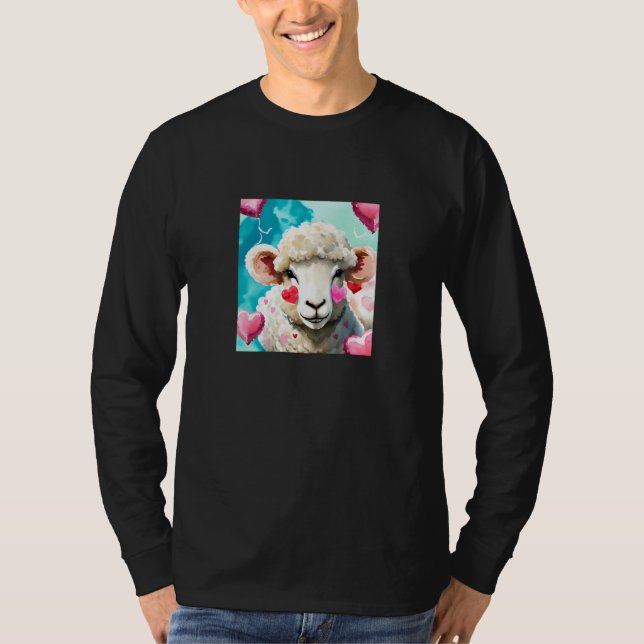 Valentine's Day Love Heart Sheep Girlfriend Fiancé T-Shirt (Front)