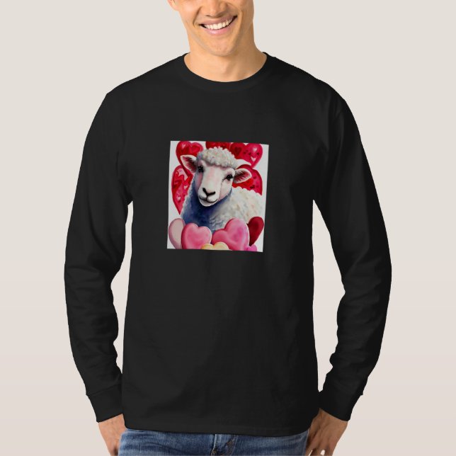 Valentine's Day Love Heart Sheep Girlfriend Fiancé T-Shirt (Front)
