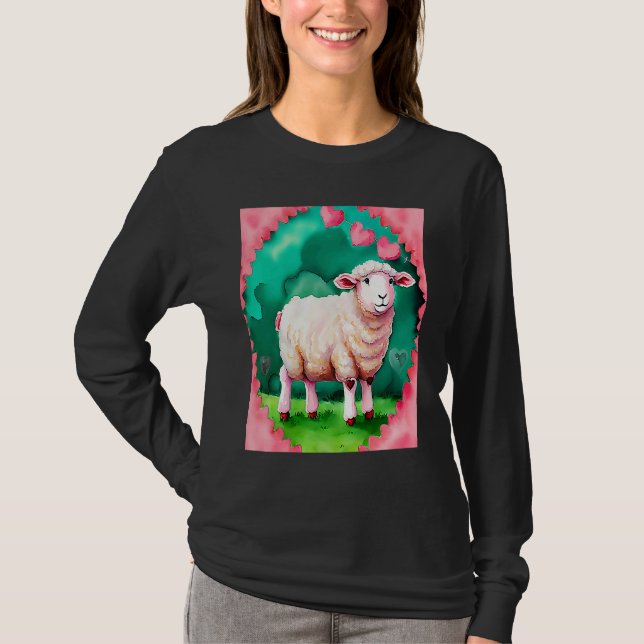 Valentine's Day Love Heart Sheep Girlfriend Fiancé T-Shirt (Front)