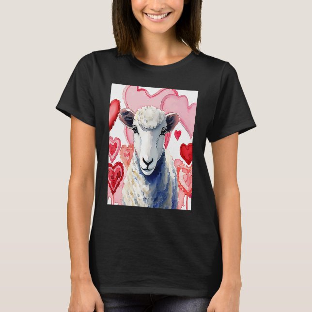 Valentine's Day Love Heart Sheep Girlfriend Fiancé T-Shirt (Front)