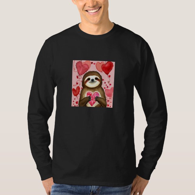 Valentine's Day Love Heart Sloth Girlfriend Fiancé T-Shirt (Front)