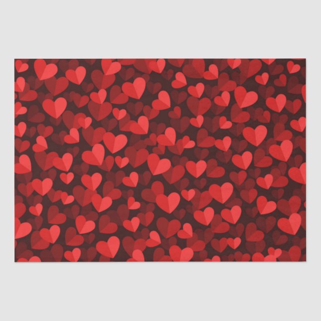 Valentine's Day Love Hearts Cute red and pink   Tissue Paper (Front)