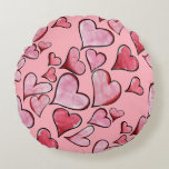 Valentine&#39;s Day Love hearts Round Pillow