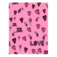 Valentine's Day Love & Hearts Sketchy Doodles Postcard