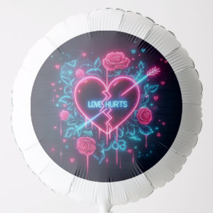 Valentine's Day Love Hurts Neon Heart Balloon