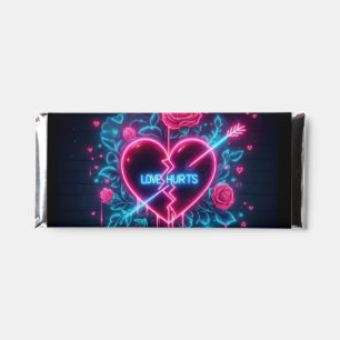 Valentine's Day Love Hurts Neon Heart Hershey Bar Favors