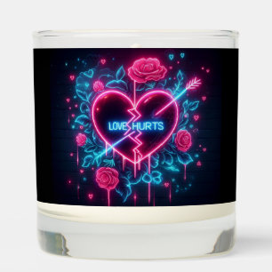 Valentine's Day Love Hurts Neon Heart Scented Candle