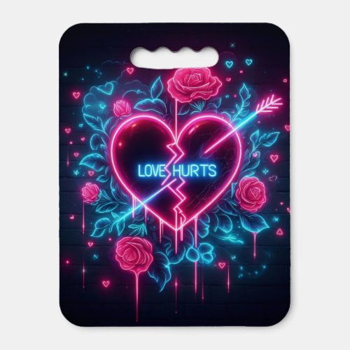 Valentines Day Love Hurts Neon Heart Seat Cushion