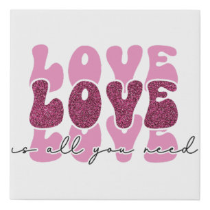 Valentine's Day "Love Love Love" Faux Canvas Print