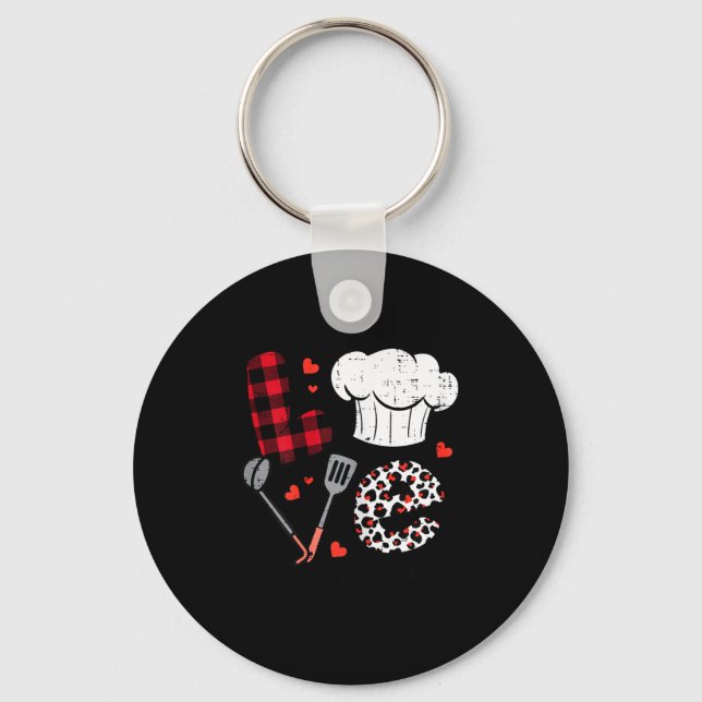 Valentines Day Love Lunch Lady Life School Cafeter Keychain (Front)