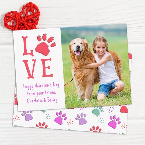 Valentines Day LOVE Modern Pet Dog Photo Classroom Note Card