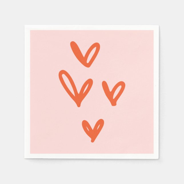 Valentine's Day Love Pastel Pink and Red Napkins (Front)