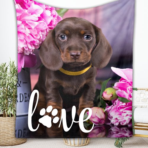Valentines Day LOVE Personalized Pet Photo Dog  Fleece Blanket