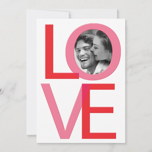 Valentines Day LOVE Photo Engagement Invitation 2 (Front)