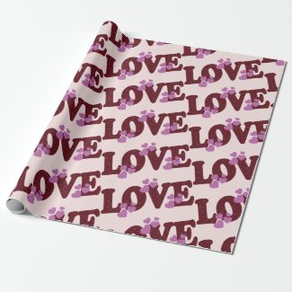 Valentine's Day LOVE & Pink Hearts Wrapping Paper