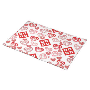 Valentine's Day Love Pink, Red and White Pattern Cloth Placemat
