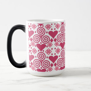 Valentine's Day Love Pink, Red and White Pattern Color Morph Mug
