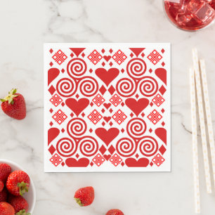 Valentine's Day Love Pink, Red and White Pattern Napkins