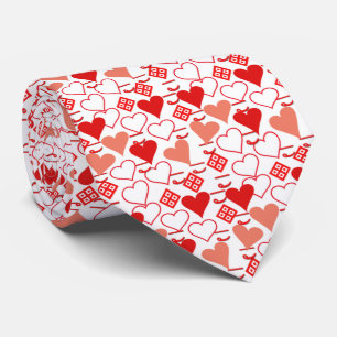 Valentine's Day Love Pink, Red and White Pattern Neck Tie
