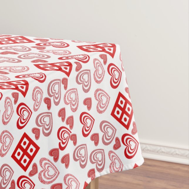 Valentine's Day Love Pink, Red and White Pattern Tablecloth (In Situ)