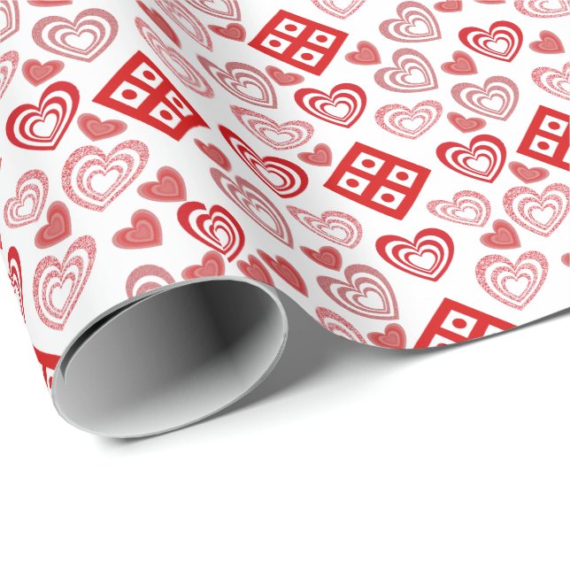 Valentine's Day Love Pink, Red and White Pattern Wrapping Paper (Roll Corner)