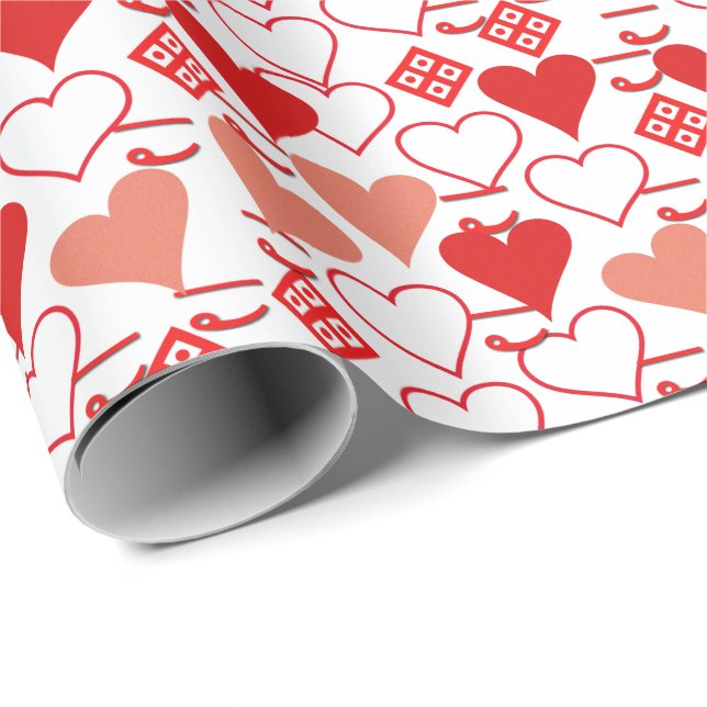 Valentine's Day Love Pink, Red and White Pattern Wrapping Paper (Roll Corner)