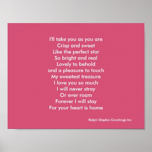Valentines day love poem poster