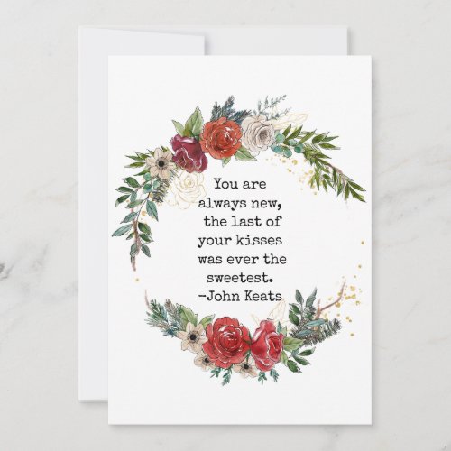 Valentines Day Love Quote Floral Holiday Card